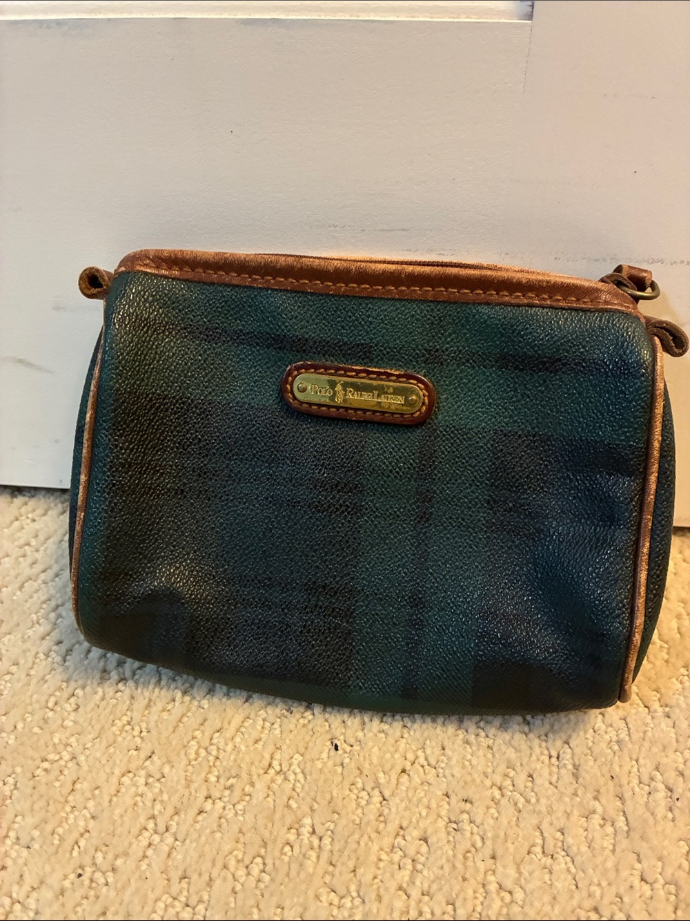 Vintage Polo Ralph Lauren Green Black Watch Plaid Cosmetic Pouch👝